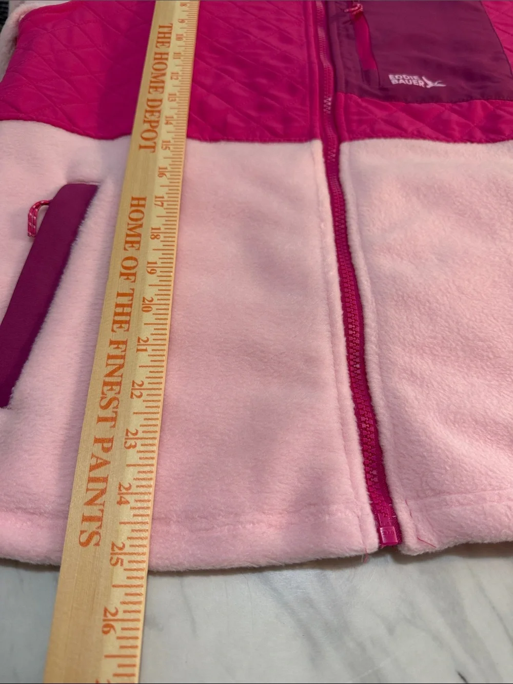 Eddie Bauer Girls Pink Fleece Quilted Jacket XL 14 16 Full Zip Outdoor